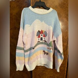 Vintage farm land detail sweater 🐴☁️